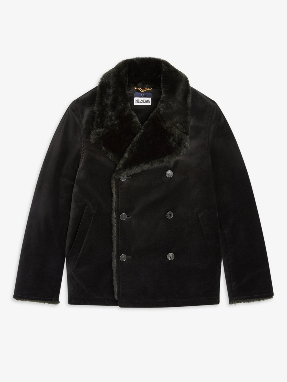 Fred Perry Miles Kane Velvet Fur Lined Peacoat Size M